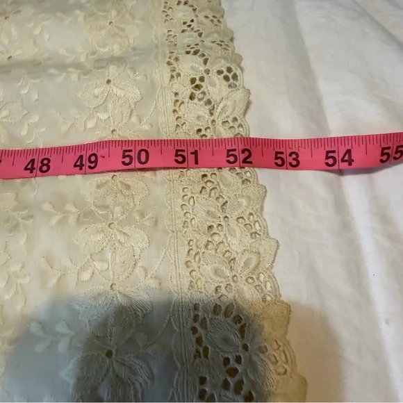 Vintage 80s Eyelet Prairie Bridal Dress Ivory Puff Sleeve Formal Cottagecore - Picture 15 of 16